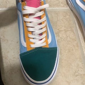 Vans sk8 blue mustard green pink